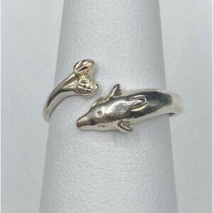 12k & Sterling dolphin ring